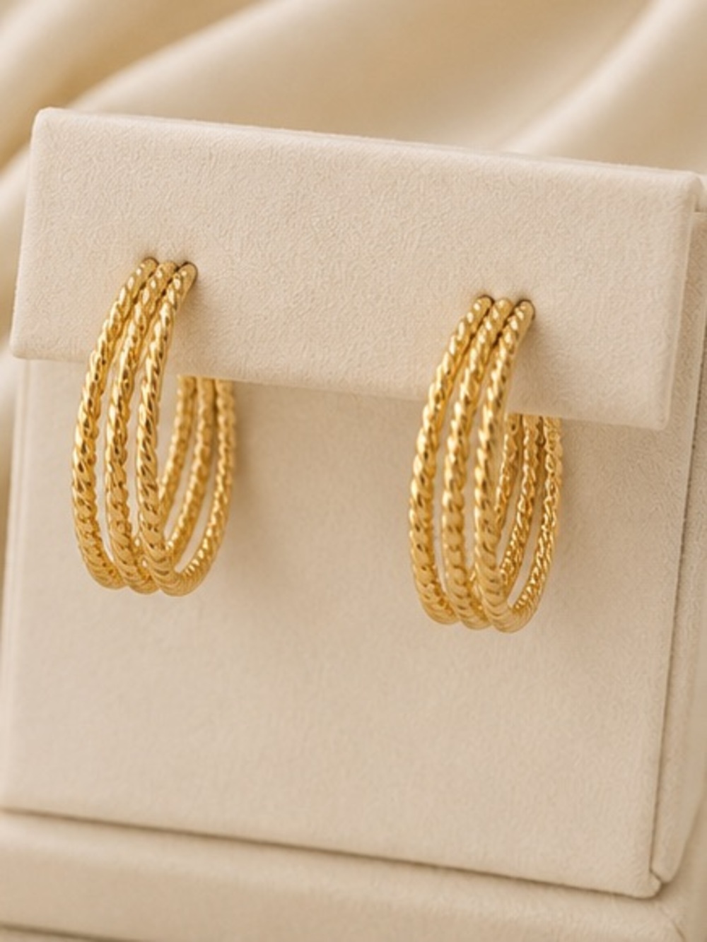 Luxe Gold Triple Row Hoop Earrings